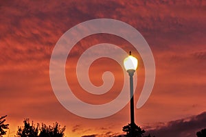 Lamp-post lamp during twilight hours