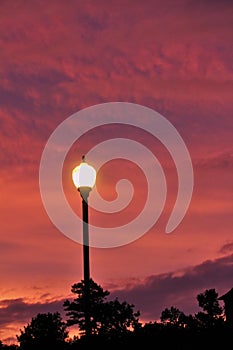 Lamp-post lamp during twilight hours