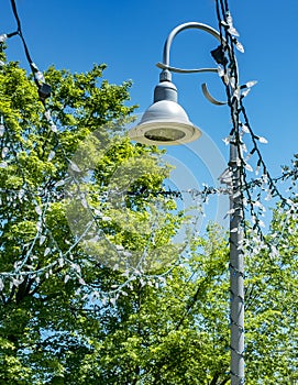 Lamp post with lights attach to it