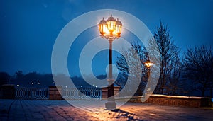 Lamp-Post. Lamp post lit at night