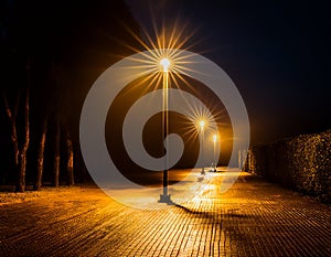 Lamp-Post. Lamp post lit at night