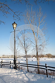 Lamp post on Promenade winter scene