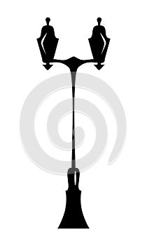 Lamp post. Silhouette. Isolate on white. Vector illustration.
