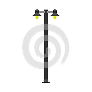 Lamp post street architecture power light vector icon. Pole energy illumination equipment city lantern. Urban vertical pillar