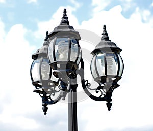 Lamp post with three lights