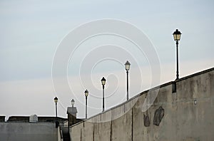 Lamp posts on Castle Sant Elmo in Naples, Italy