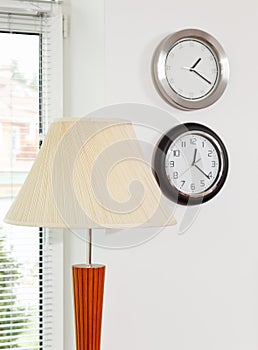 Lamp shade and wall clocks