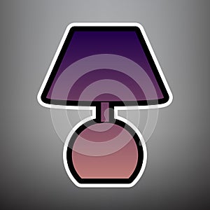 Lamp sign illustration. Vector. Violet gradient icon with black