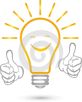 Lamp, smile, electricians, idea, logo, hands