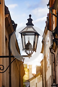 Lamp in Stockholm Sweden, early morning