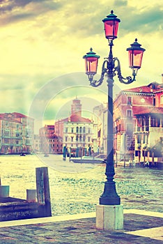 Lamp on the streen at Grand Canal, Venice