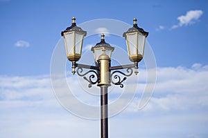 Lamp of street lighting on the city street