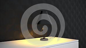 Lamp on the table the background of the wall 3d render