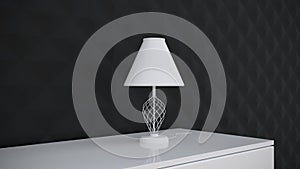 Lamp on the table the background of the wall 3d render