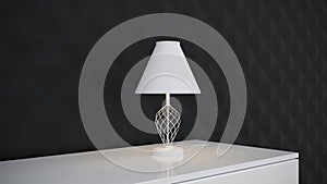 Lamp on the table the background of the wall 3d render
