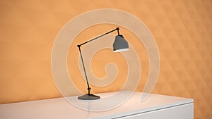 Lamp on the table the background of the wall 3d render