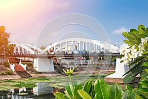 Lampang white bridge across Wang river `Ratsadaphisek Bridge`