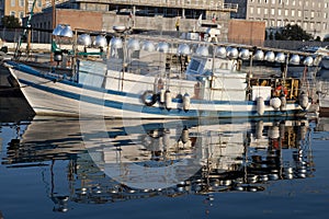 Lampara, boat for fishing by lamplight in the Mediterranean