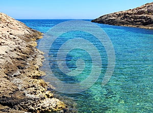 Lampedusa Island and Mediterranea Sea in Italy