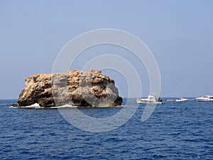 Lampedusa landscape from the boat