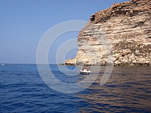 Lampedusa landscape from the boat