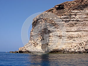 Lampedusa landscape from the boat