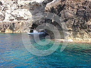 Lampedusa landscape from the boat