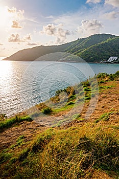 Lamphomthep Phuket Thailand, Island and seascape with sky and cloud