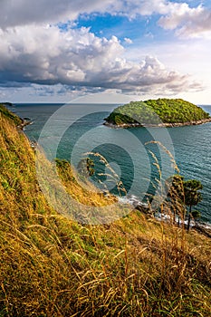 Lamphomthep Phuket Thailand, Island and seascape with sky and cloud