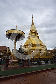 Lamphun, Thailand - August 28, 2023: Wat Phra That Hariphunchai is a Buddhist temple in Lamphun, Thailand. Public Domain