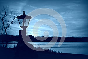 Lampost Silhouette Blue