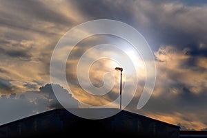 Lamppost against the evening sky