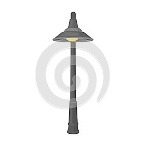 Lamppost with a conic bubble.Lamppost single icon in cartoon style vector symbol stock illustration web.