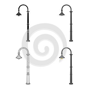 Lamppost with a conic bubble.Lamppost single icon in cartoon style vector symbol stock illustration web.