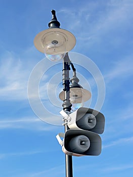 Lamppost with loud-speakers