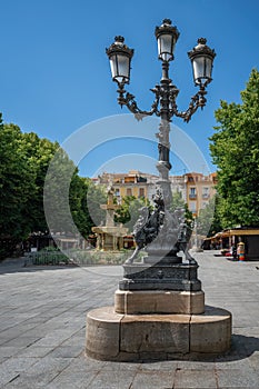 Lamppost at Plaza de Bib-Rambla Square - Granada, Andalusia, Spain
