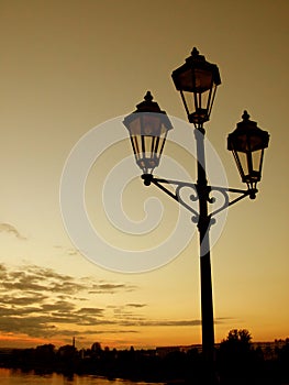 Lamppost at sunset