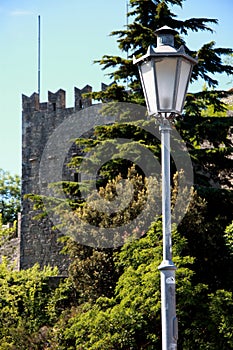 Lamppost and tower San Marino Castle