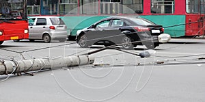 Lamppost, which fell on the road