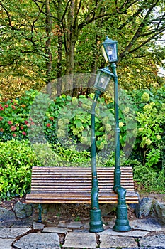 The lampposts in Love in Valentino park in Turin, Piedmont, Italy