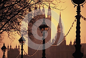 Lamps Embankment Houses of Parliament