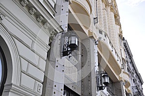 Lamps on the facade of Building from Bratislava in Slovakia