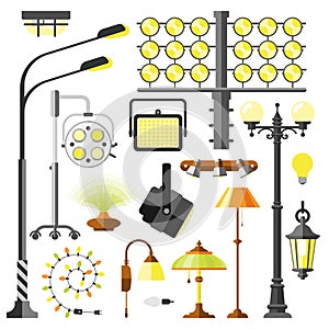 Lamps styles electric equipment vector