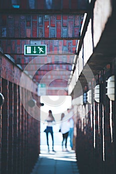 Lamps on the top of a masoned building