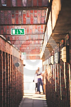 Lamps on the top of a masoned building
