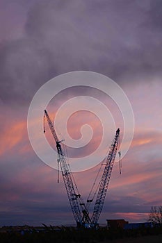 Lampson Crane Sunset at Port of Benton