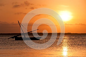 Lamu Sunset and Kenyan Dhow