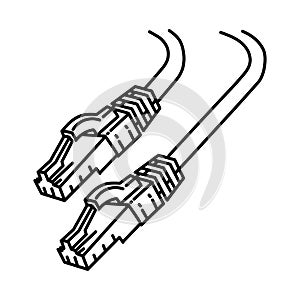 Lan Cable Icon. Doodle Hand Drawn or Outline Icon Style