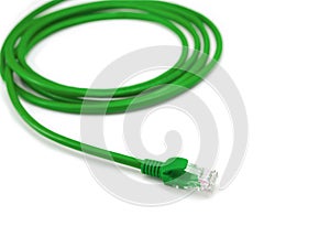 LAN cable lightly coiled isolated on white