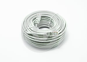 LAN cable network on white